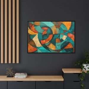 Golden Geometry Abstract with Frame - Image 11