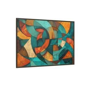 Golden Geometry Abstract with Frame - Image 2