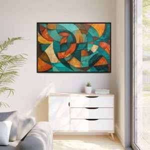 Golden Geometry Abstract with Frame - Image 3