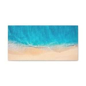 Summer Blue Sea Sandy Beach Canvas Wall Art – A Tranquil Coastal Escape - Image 1
